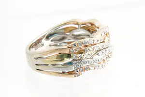 NV(75)- Exclusieve EFFY HEMATIAN 14 Krt tricolor fantasie ring - 0.50ct diamant kopen? Bied vanaf 780!