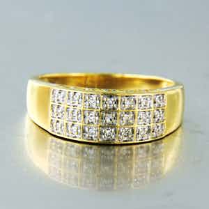 18K Goud - geelgouden ring met 0.10 ct single cut geslepen diamanten verkocht voor € 190!