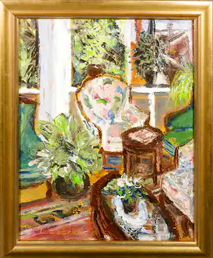 Liz Strick - Olieverf op doek, Interieur - Ingelijst verkocht voor € 35!