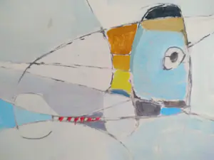 Niet of onleesbaar gesigneerd - Abstract en intrigerend (vrij groot) werk in olieverf kopen? Bied vanaf 1!