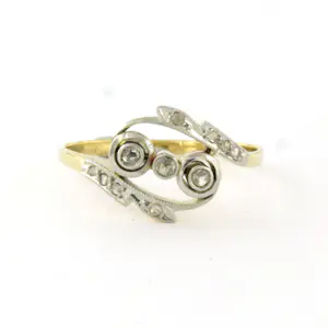 18k goud en platina ring met roos geslepen diamant tot. 0.05ct kopen? Bied vanaf 270!