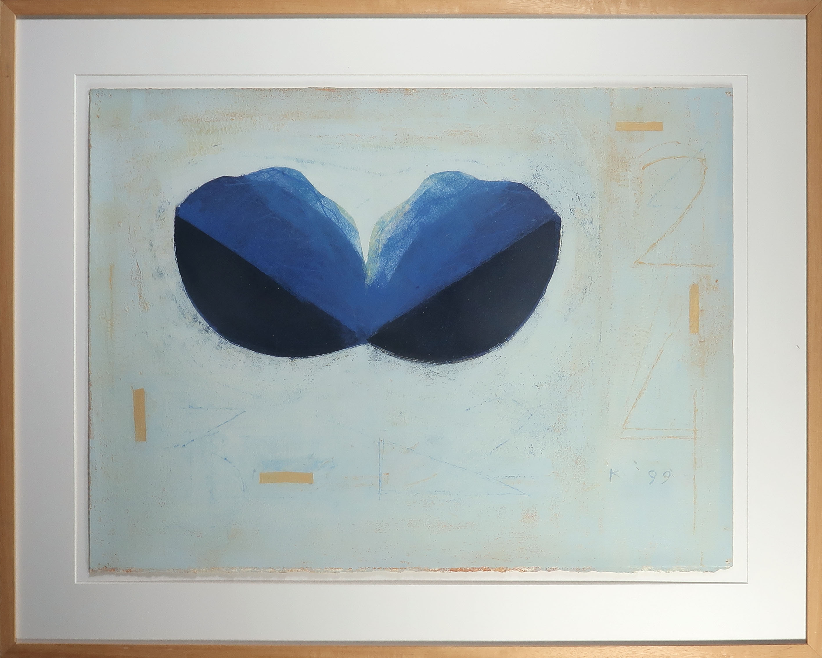 Aafke Kelly - Olieverf op papier, Rythm and Blue - Ingelijst (Groot) verkocht voor € 110!