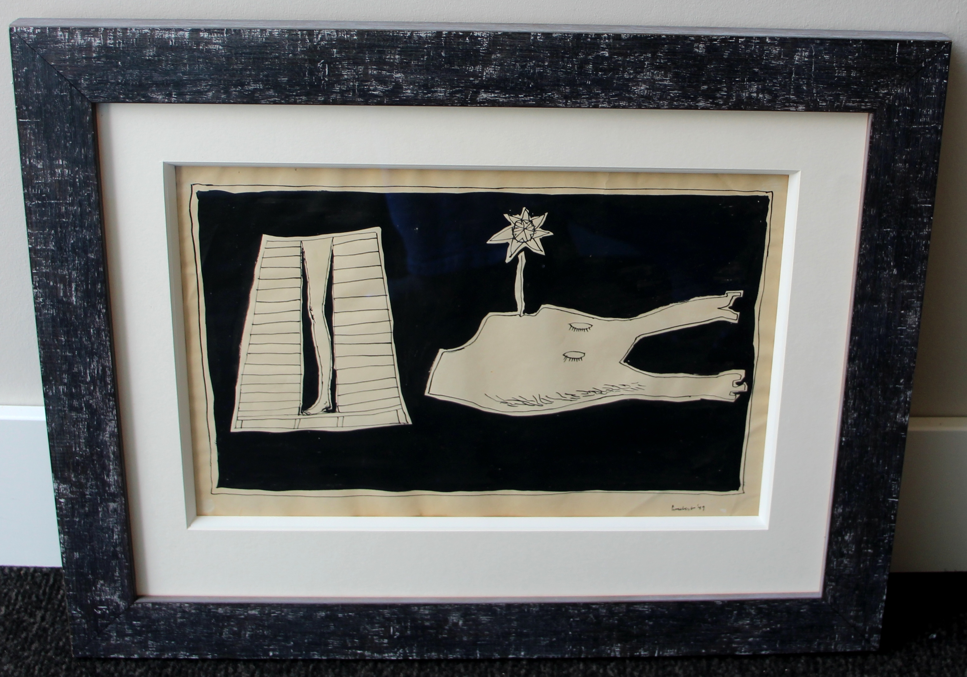 Lucebert - Unieke ingelijste inkttekening - 1949 (in officiële Cobra periode gemaakt!) kopen? Bied vanaf 1295!