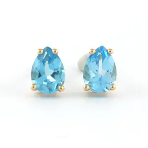 14k rood gouden oorbellen bezet met topaas totaal circa 1,20 ct kopen? Bied vanaf 120!