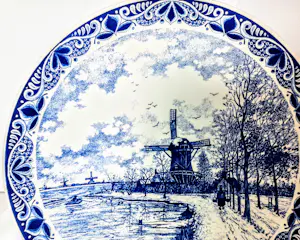 Chemkefa - Wandteller Keramik Delft Blauw Dekor Winterlandschaft nach F.J. du Chattel 70er kopen? Bied vanaf 20!