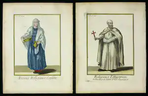 Pierre Helyot - 2 handgekleurde gravures uit: Histoire des Ordres Monastiques, Religieux (...) verkocht voor € 5!