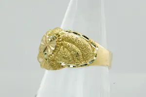 55- Fraai gedetailleerde 18 Krt geel gouden hart ring - gefaseerd afgewerkt kopen? Bied vanaf 240!