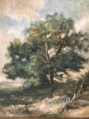 Niet of onleesbaar gesigneerd - Landschap met een wandelaar kopen? Bied vanaf 1!
