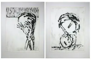 Raph de Haas - Set van 2 x Monotype op papier, Zonder titel - Ingelijst kopen? Bied vanaf 60!