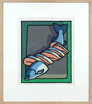 Dirk Wiarda - Gouache, Zalm - Ingelijst verkocht voor € 240!
