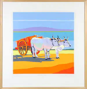 Marco Kooiman - Zeefdruk, Red Cart - Ingelijst verkocht voor € 35!