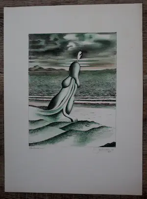 Joop Moesman - Litho: Windkracht 8 - 1984 (kleurenversie!) kopen? Bied vanaf 175!