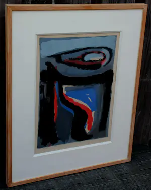 Bram van Velde - Ingelijste kleurenlitho: Compositie kopen? Bied vanaf 350!