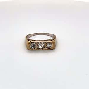 18K Goud - handgemaakte witgouden ring met 3 roosgeslepen diamanten. maat 52,5(16,75) 2,29g verkocht voor € 200!