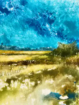 Eugène Eechaut - Wunderschönes abstraktes Aquarell von 1984 / Galerie Pfeiffer Brüssel verkocht voor € 45!