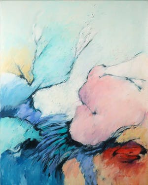 Hendrik van Veenendaal - Olieverf op doek, Abstract landschap - Ingelijst kopen? Bied vanaf 150!