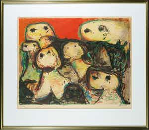 Mogens Balle - Litho, Jeu I - Ingelijst verkocht voor € 125!