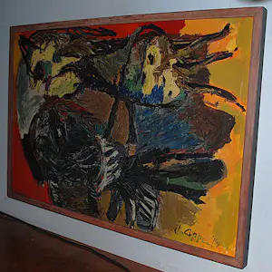 Karel Appel - Twee vogels - antiquarische druk uit de jaren 50 - mooi ingelijst kopen? Bied vanaf 150!
