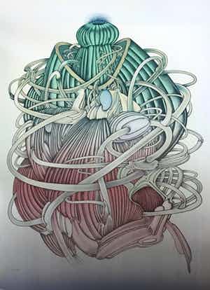 Alain Le Foll - Lithografie - 'Le Meduse' - 18/150 - Gesigneerd verkocht voor € 36!