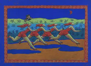 Jacques Tange - Pastel op papier, Running for Paris - Ingelijst kopen? Bied vanaf 1!