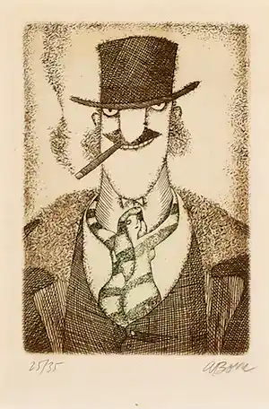 Adolf Born - Ets, Man met das verkocht voor € 200!