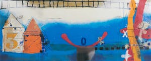 Theo Koster - Zeefdruk en collage, Zonder titel (liggend blauw) - Ingelijst (Groot) kopen? Bied vanaf 50!