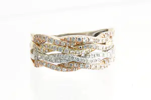 NV(75)- Exclusieve EFFY HEMATIAN 14 Krt tricolor fantasie ring - 0.50ct diamant kopen? Bied vanaf 780!
