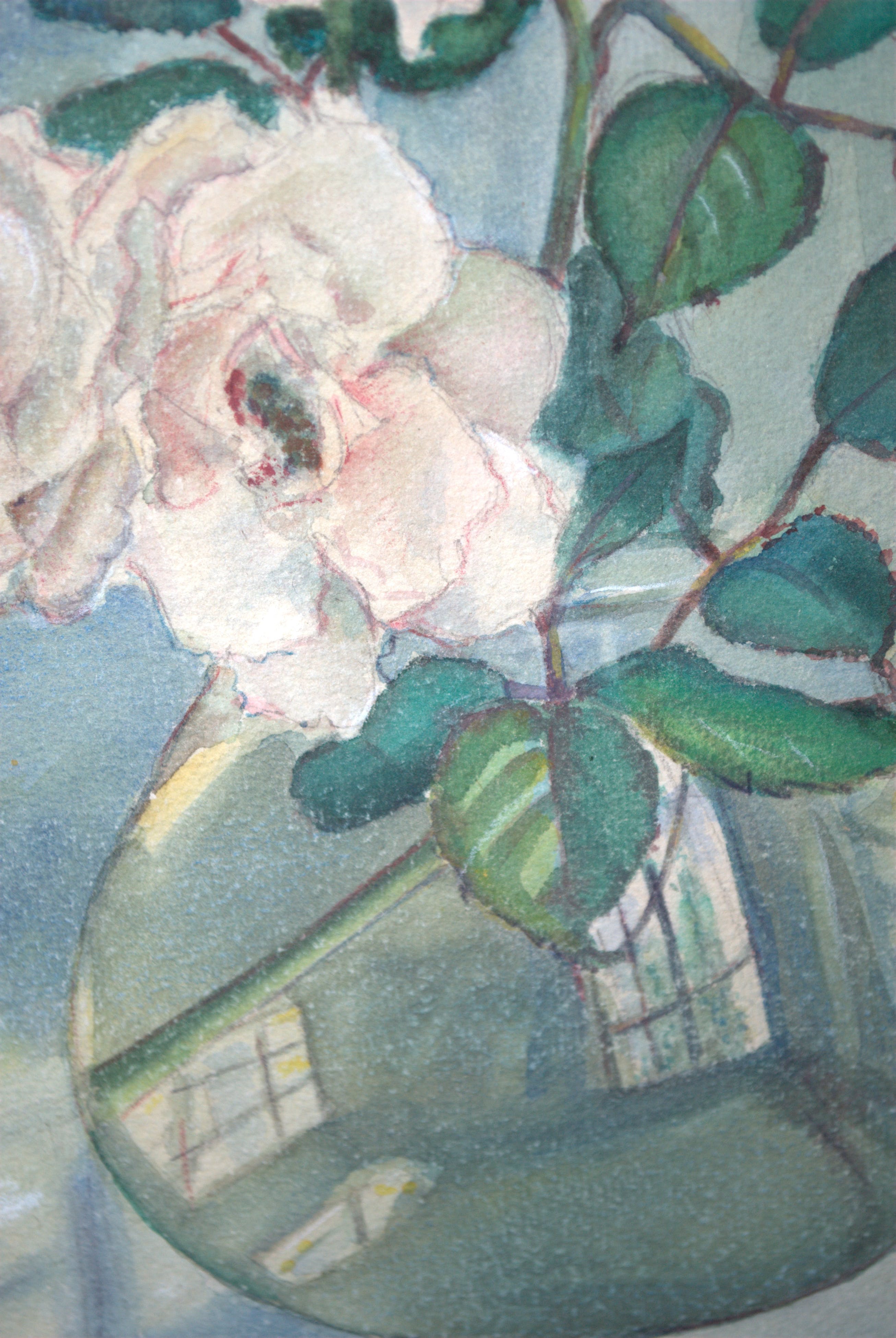 Niet of onleesbaar gesigneerd - rozen in een glas - aquarel 1953, met monogram kopen? Bied vanaf 1!