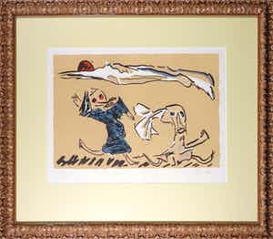 Reinhoud D'Haese - Litho, Voor het donker thuis - Ingelijst verkocht voor € 60!