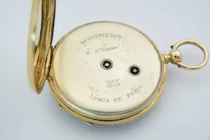 1 - Frankrijk 19e eeuws 18kt gouden horloge met fraai gegraveerde wijzerplaat kopen? Bied vanaf 350!