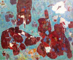 Willem Boon - Symphony in blue, olieverf op doek (ingelijst, groot!) verkocht voor € 1145!