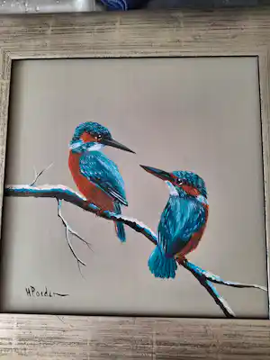 Henk Poeder - 2 ijsvogels op besneeuwde takjes verkocht voor € 99!
