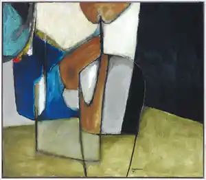 Jos Schimmer - Olieverf op doek, De speelman - Ingelijst (Groot) verkocht voor € 90!