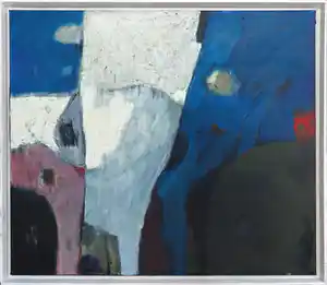 Jos Schimmer - Olieverf op doek, Zonder titel - Ingelijst verkocht voor € 70!