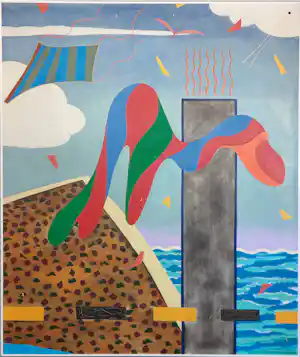 Kees Segers - Acryl op doek, Zonder titel, Ingelijst (Zeer Groot!) verkocht voor € 80!