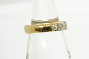 80 - Moderne 14 karaat bi colour gouden solitair ring met ca 0.25 crt diamant kopen? Bied vanaf 520!