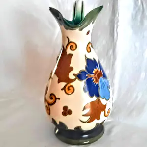 Plateelbakkerij Zuid-Holland - Keramikkrug Keramikvase Art Deco Modell 4812 Dekor "Godelin" 50er Jahre kopen? Bied vanaf 60!