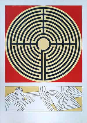Lucio del Pezzo - Geometrisch abstracte compositie, litho verkocht voor € 40!