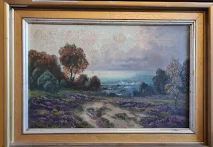 Willy Becker-Kassel - Gewitterstimmung am See / Heidelandschaft, signiert & gerahmt kopen? Bied vanaf 120!