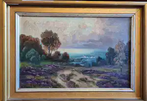 Willy Becker-Kassel - Gewitterstimmung am See / Heidelandschaft, signiert & gerahmt kopen? Bied vanaf 120!