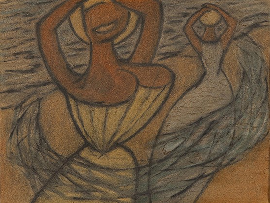 Jan Visser - Baadster - 1957 - Pastel en aquarel op papier - niet gesigneerd - BKR Rotterdam verkocht voor € 66!