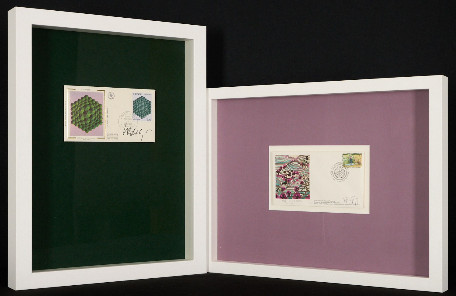 Victor Vasarely - Twee gesigneerde First Day Covers : Victor Vasarely & XIng Fei - mooi ingelijst kopen? Bied vanaf 480!