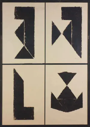 Gerard Spaan - en anderen, Lot van 8 abstracte kunstwerken in diverse technieken - Ingelijst kopen? Bied vanaf 100!