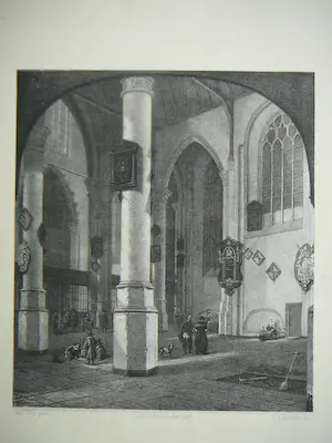 Adolf Carel Nunnink - Interieur oude Kerk Delft kopen? Bied vanaf 20!