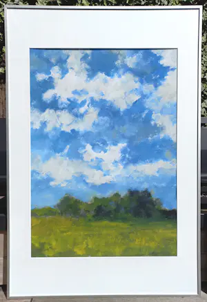 Jelle Hoogstra - Nederlands landschap, gouache (netjes ingelijst, groot) kopen? Bied vanaf 1!