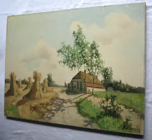 Paul van der Ven - Olieverf op doek , Landschap met boerderij kopen? Bied vanaf 80!