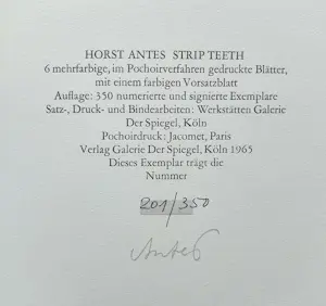 Horst Antes - Strip Teeth, complete uitgave met 7 pochoirs + gesigneerde aquarel kopen? Bied vanaf 695!