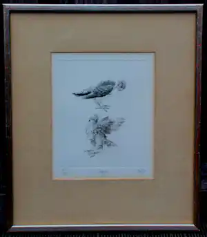 Peter Vos - Ingelijste ets: "Harpjes" - 1977 verkocht voor € 195!