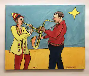 Ruud Cornelisse - Jazz - Acrylverf op doek - gesigneerd verkocht voor € 40!