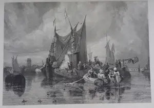 Joseph Clayton Bentley - Antieke staalgravure River Dorte, Holland (Dordrecht) – ca. 1830 kopen? Bied vanaf 70!